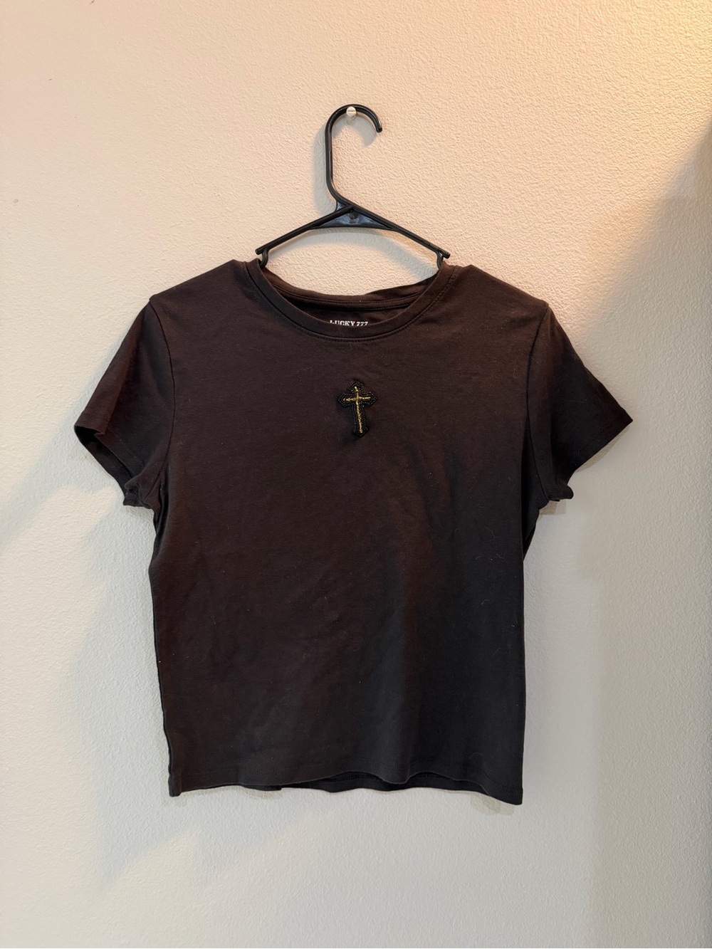 Lucky Brand Black Short Sleeve Tee with Cross Patch